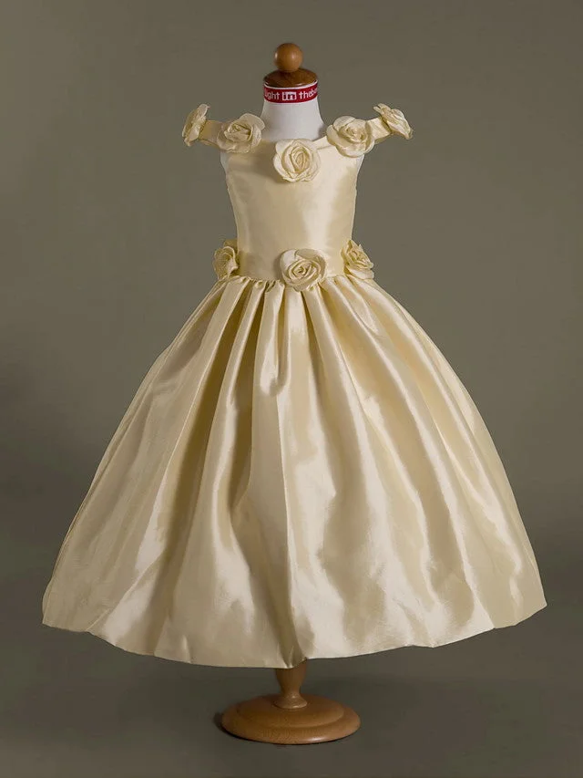 Daisda Ball Gown Off-The-Shoulder Flower Girl Dress Taffeta with Ruffles 