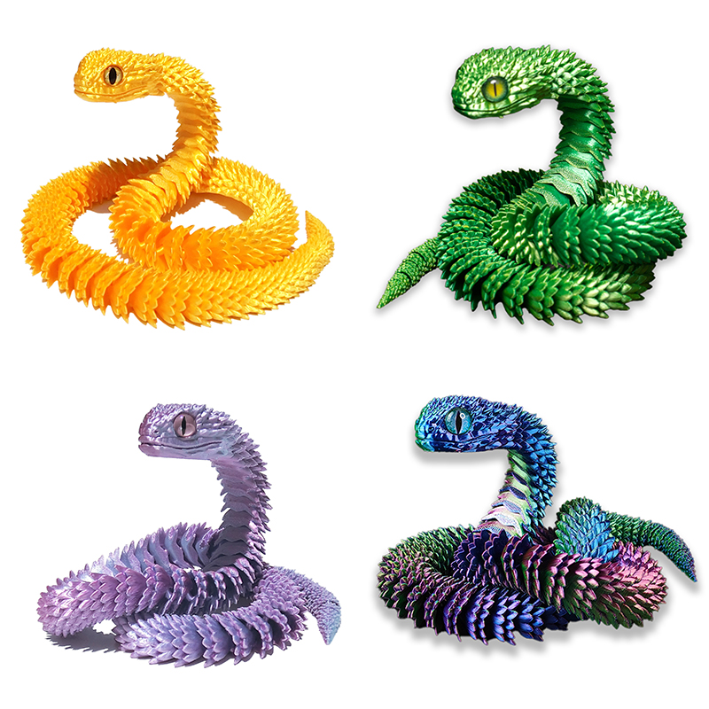 Tegooe 3D Printed Articulated Snake Figurine - Flexible Desktop Ornament
