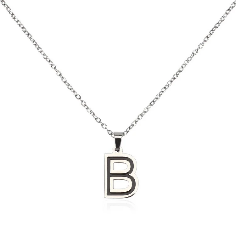 Cwaje05716_Stainless Steel Alphabet Letter Pendant Necklace
