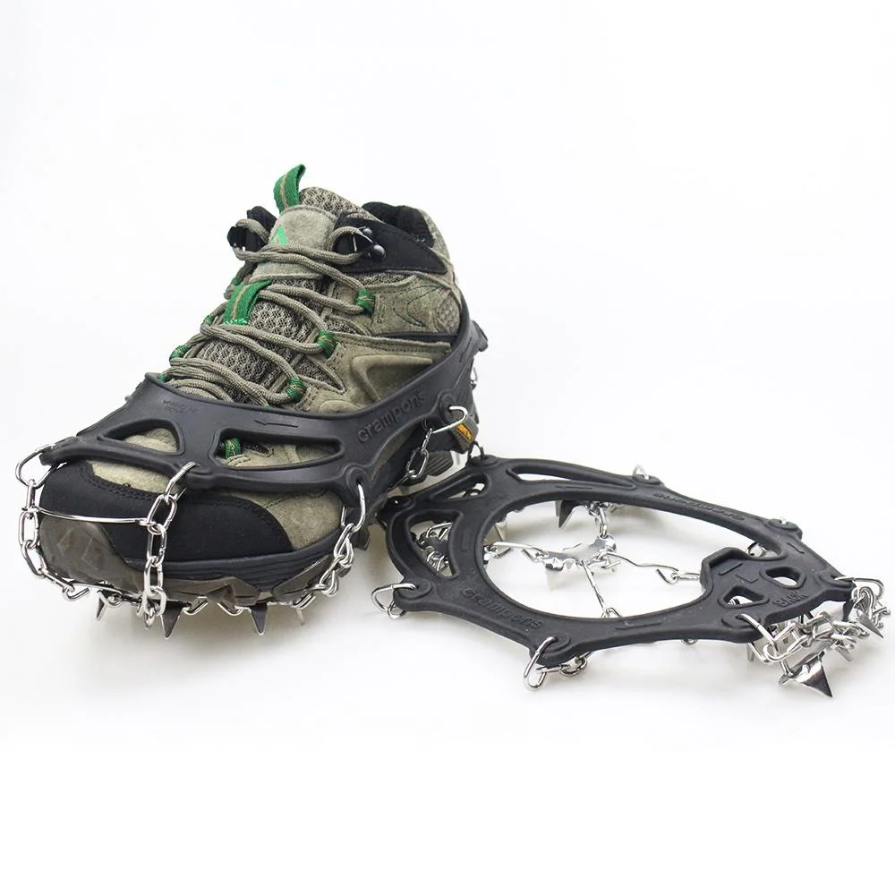 1 Pair  23 Spikes Crampons Outdoor Winter Walk Ice Fishing Snow Shoe Spikes,Size: XL  Black 
