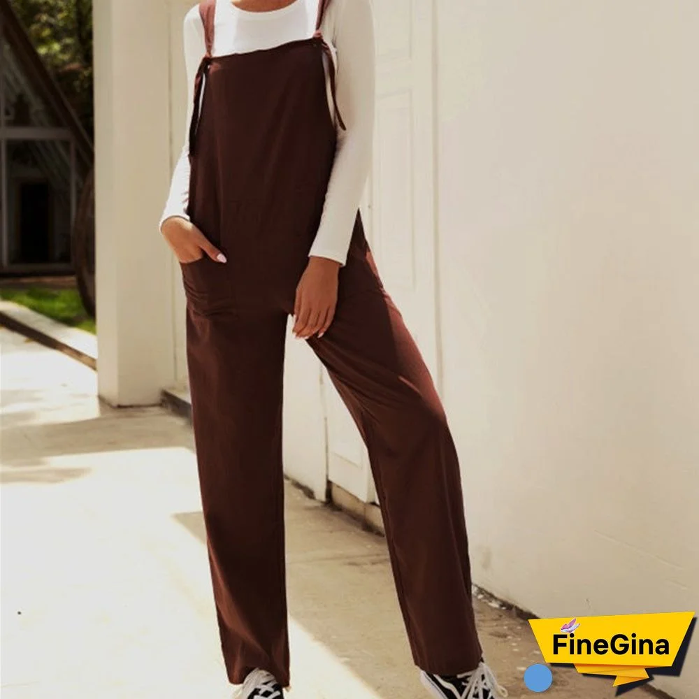 Women's Causual Pocket Overall Pants