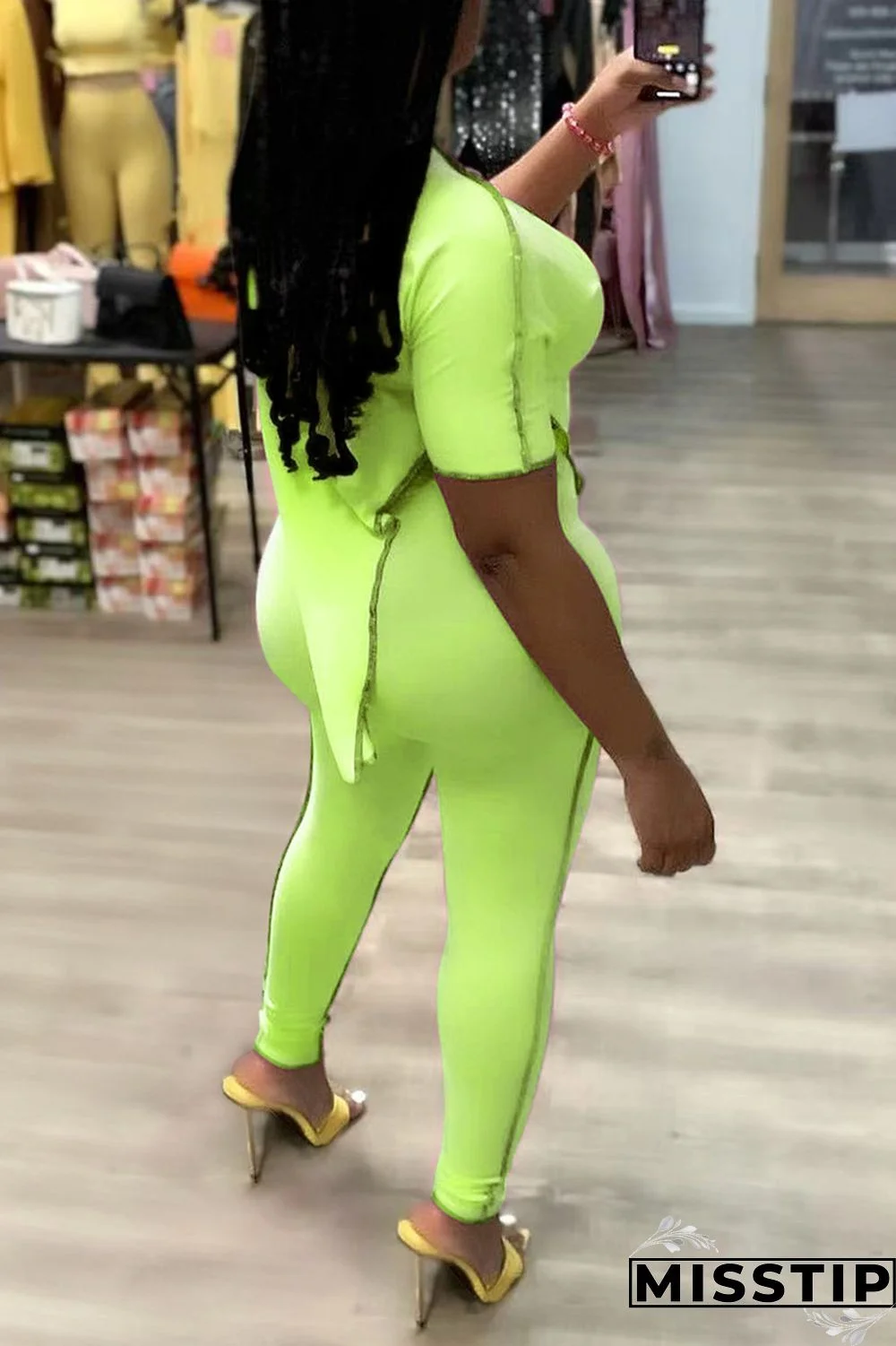 Orange Fashion Casual Solid Patchwork Asymmetrical O Neck Short Sleeve Two Pieces