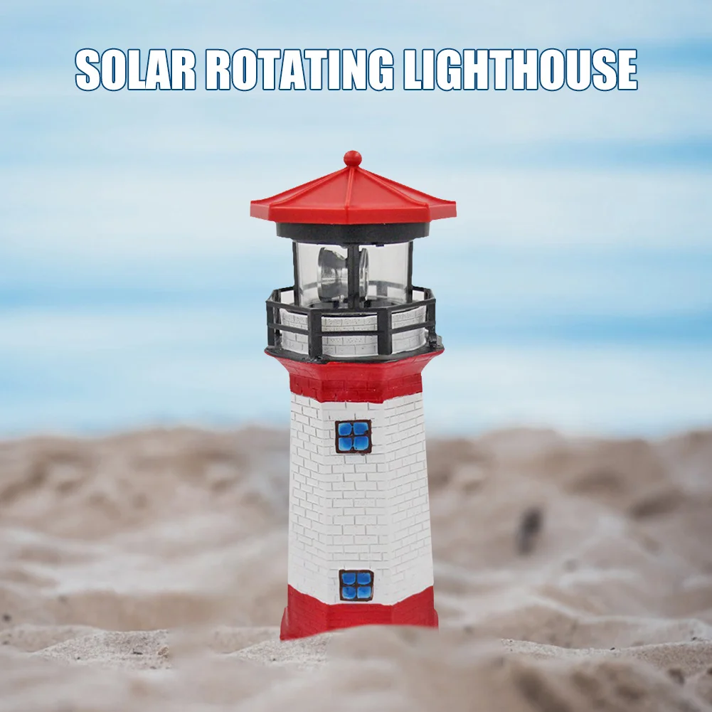 Lighthouse Solar LED Light Garden Outdoor Smart Sensor Rotating Lamp (Red)