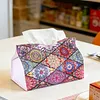 Rhombus DIY PU Diamond Painting Tissue Box Kits for Adults/Beginners Home Decor Diamond Desk Decorative Tissue Box Stain-resistant