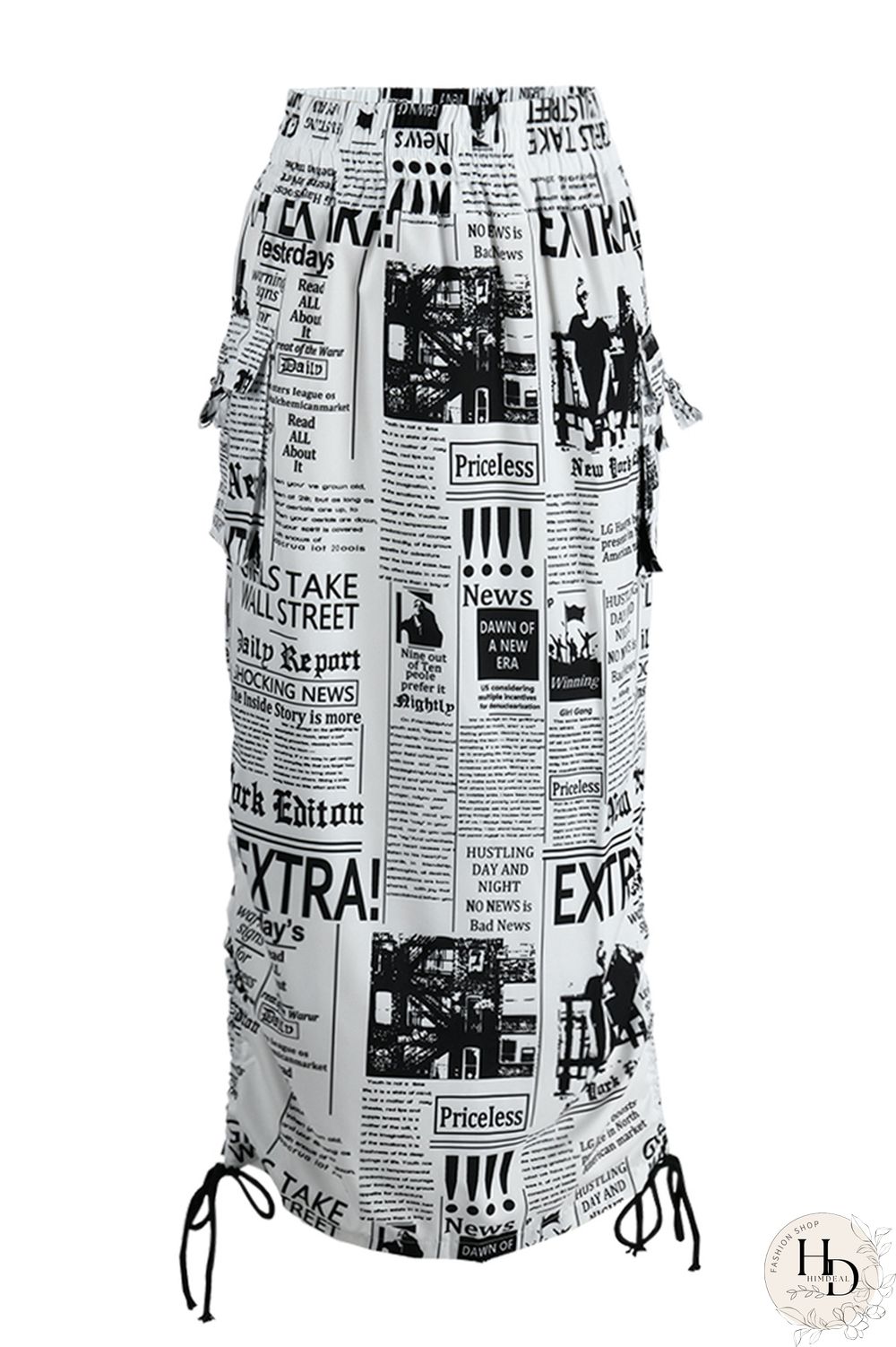 Black White Fashion Casual Print Basic Regular High Waist Conventional Full Print Bottoms