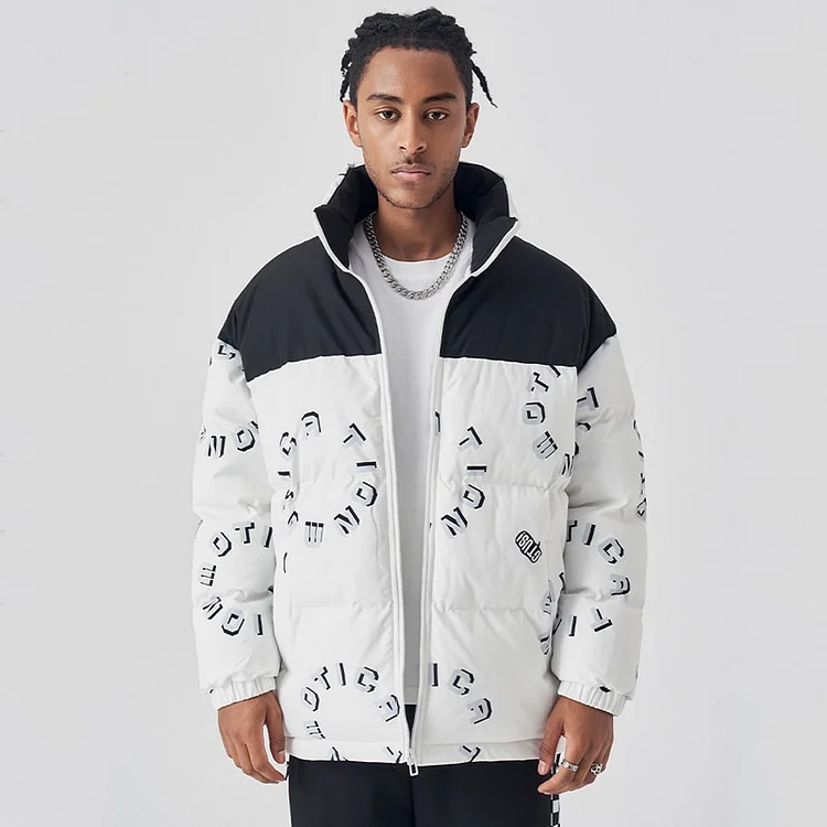 Men's Winter Thick Cotton Bubble Ski Coat Zipper Down Jackets at Hiphopee