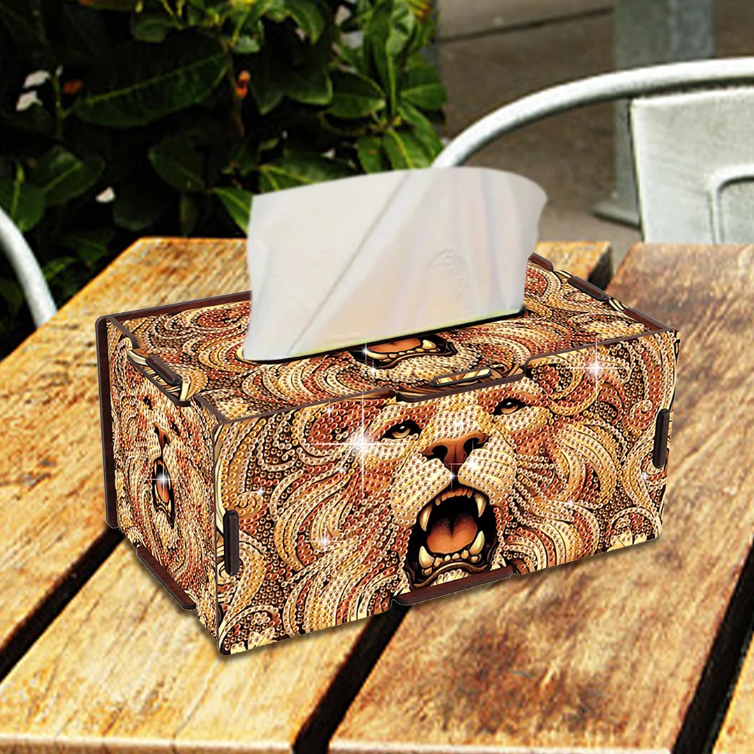 Wooden Diamond Painting Tissue Box for Home and Office Decoration (ZJH023)