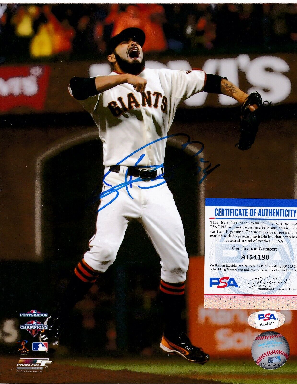 SERGIO ROMO SAN FRANCISCO GIANTS PSA AUTHENTICATED ACTION SIGNED 8x10