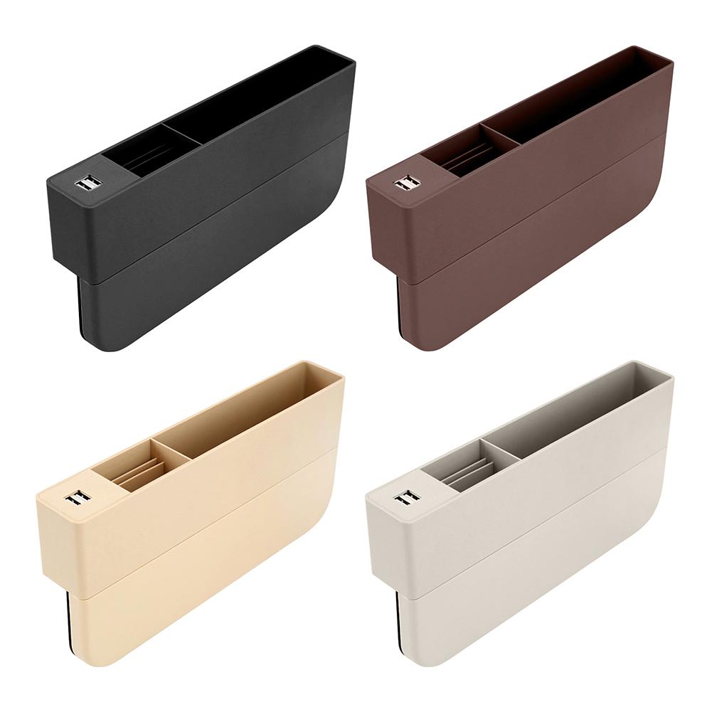 

Car Seat Crevice Gap Storage Box Phone Holder Organizer 2 USB Port Charger, Black, 501 Original