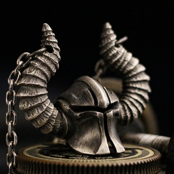 Warrior horns helmet pendant necklace