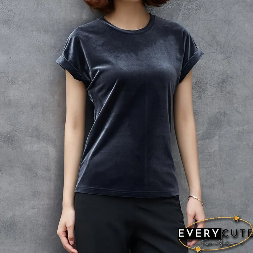 Casual Loose Plain Velvet Shirt