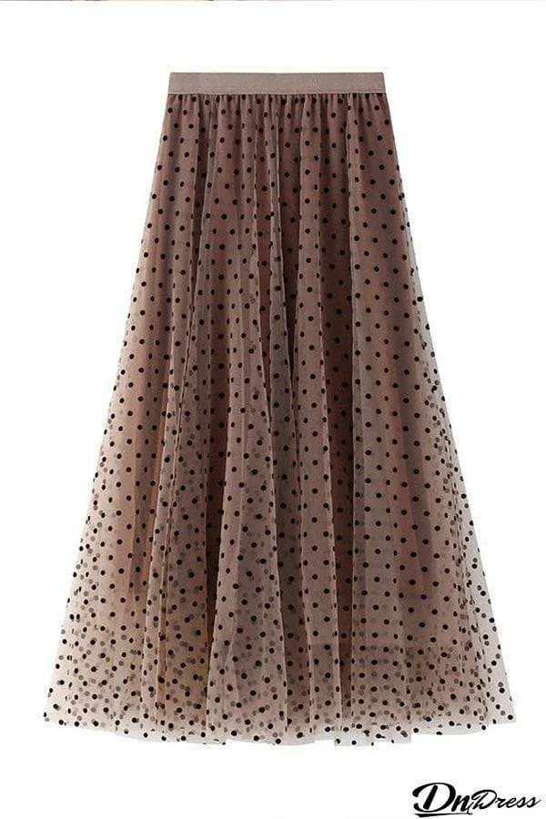 Polka dot high waist gauze skirt princess dress