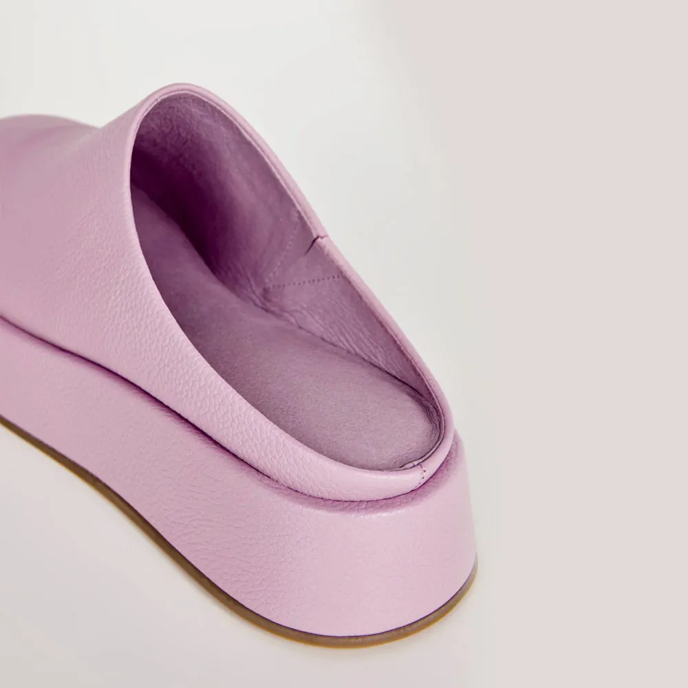 Light Purple Round Toe Platform Heel Backless Women's Mules Shoes