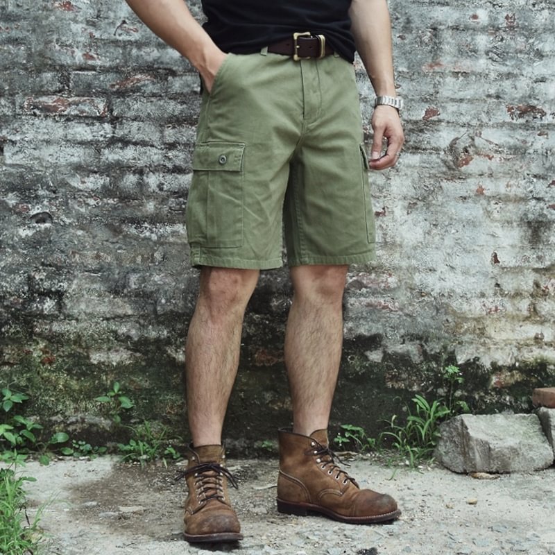 American Retro Cotton Workwear Casual Shorts