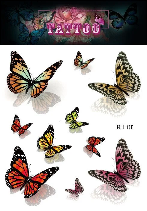 24 Kinds 3D Butterfly Tattoo Flowers Watercolor Temporary Body Art Sticker Disposable Make Up Concealer tatouage temporaire