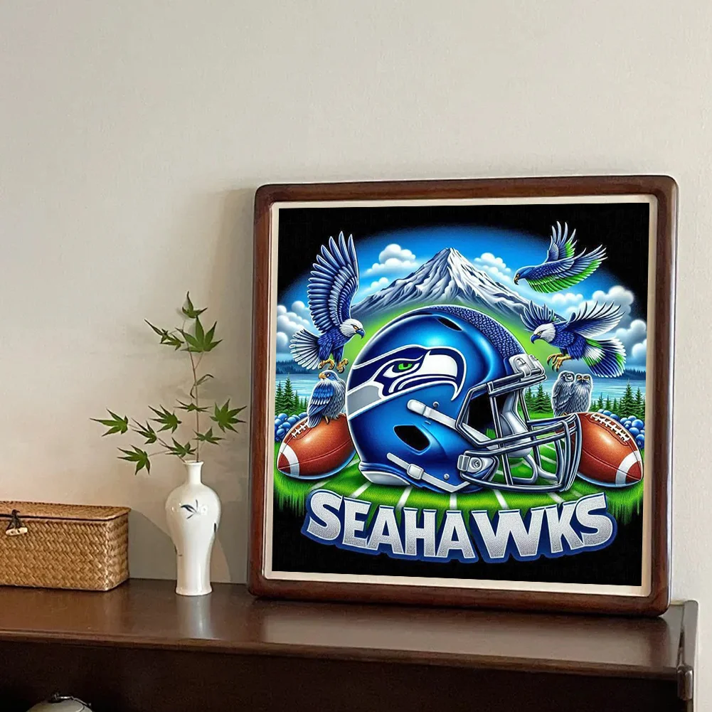 Diamond Painting - Full Round Drill - Seattle Seahawks Helmet(Canvas|40*40cm)