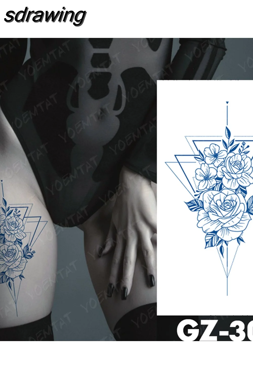 sdrawing Ink Tattoos Body Art Lasting Waterproof Temporary Tattoo Sticker Rose Flower Pearl Tatoo Arm Fake Butterfly Peony Tatto