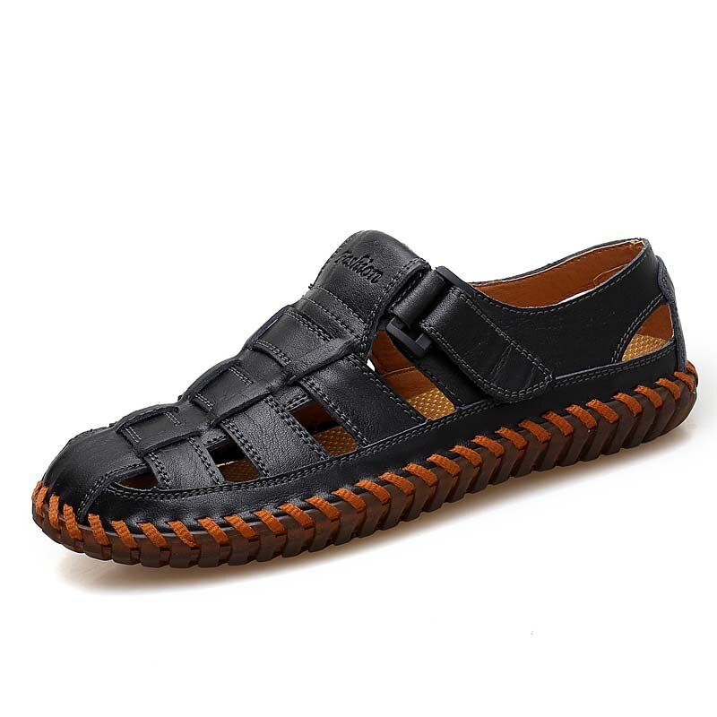 Summer Men's Sandals Genuine Leather Outdoor Summer Handmade Men slippers Shoes Men Beach Breathable sneakers Casual Shoes