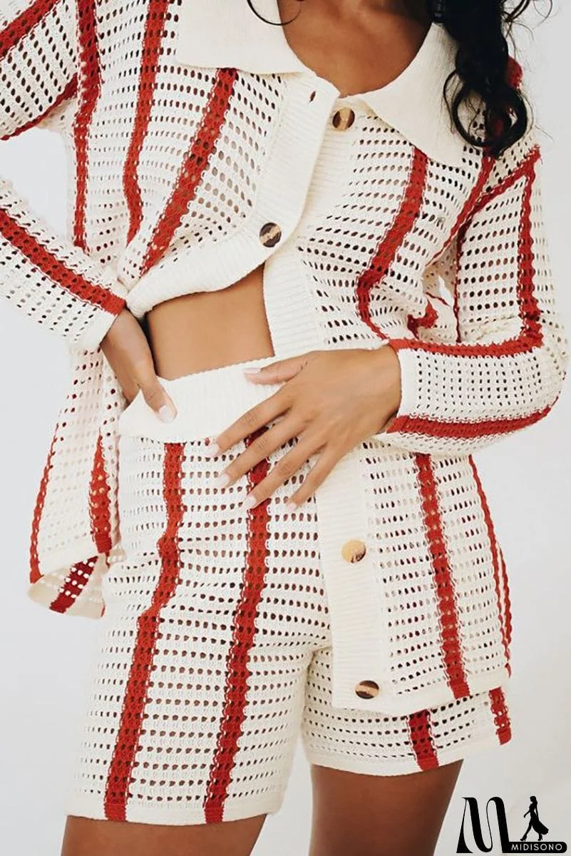 MidiSono - Head In The Clouds Crochet Cardigan Short Set