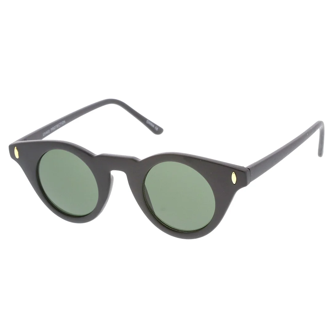 Women's Small Slim Temple Flat Round Lens Cat Eye glasses 39mm