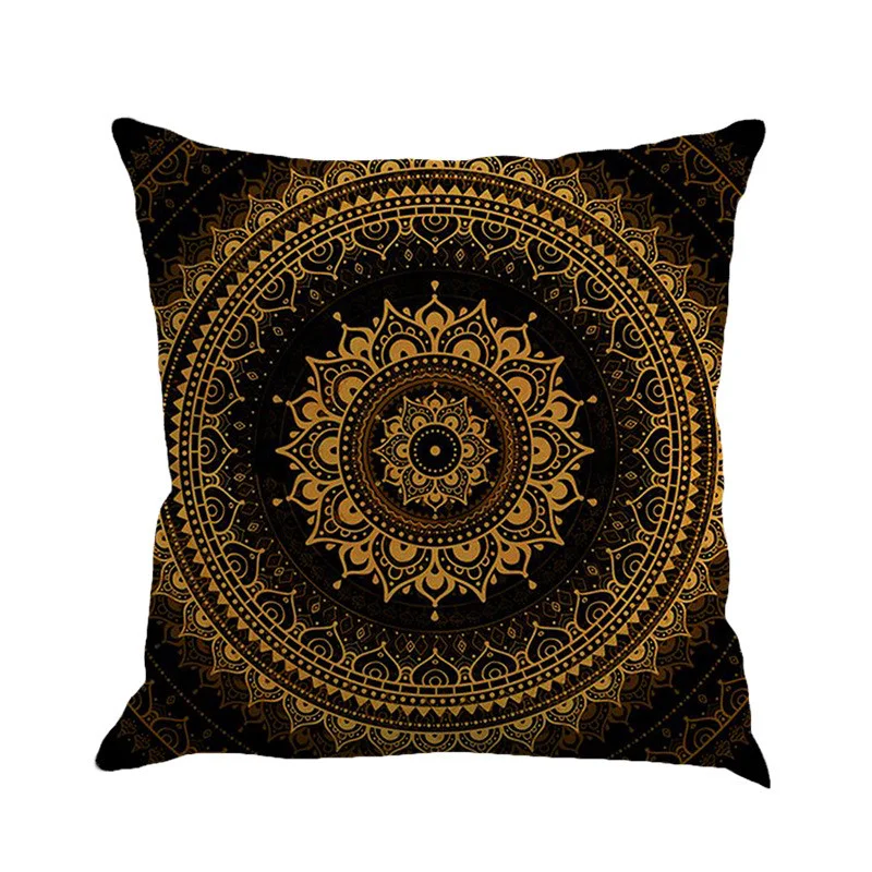 Featured Mandala Pattern Printed Flax Cushion Pillowcase