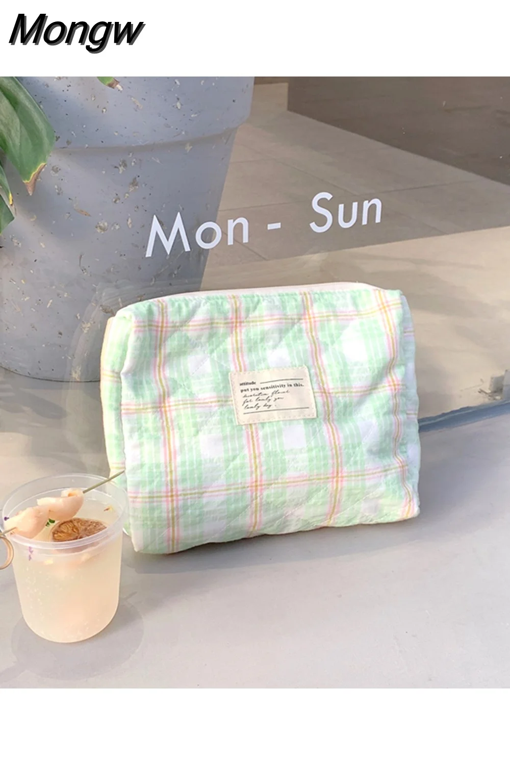 Mongw Color Plaid Women's Makeup Bag Cosmetic Coin Phone Ladies Storage Bags Girls Student Casual Clutch Bag Wallet Handbags