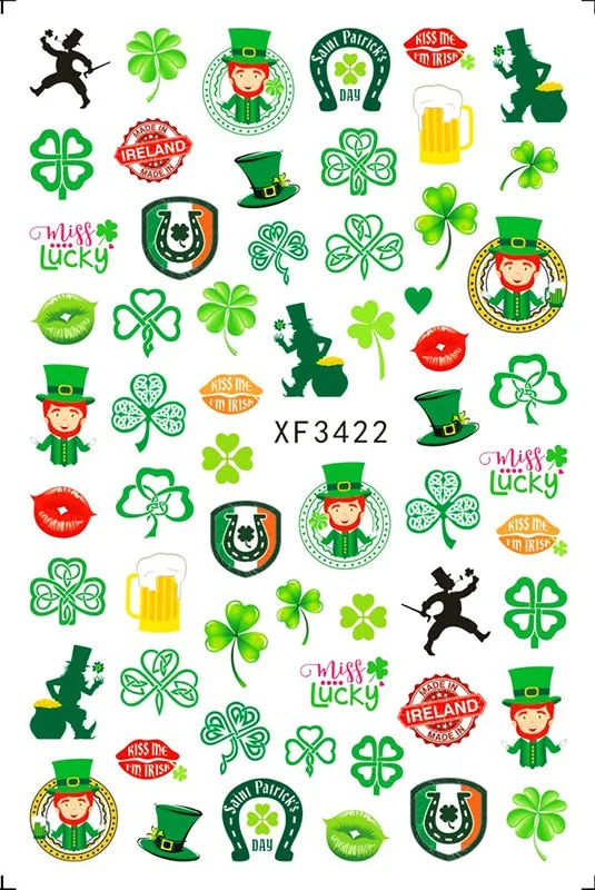 3D Flag Sport Nail Stickers for Manicure Fire Clover Decoration Decals Back Glue Designer Gymnastics Nail Art Sticker