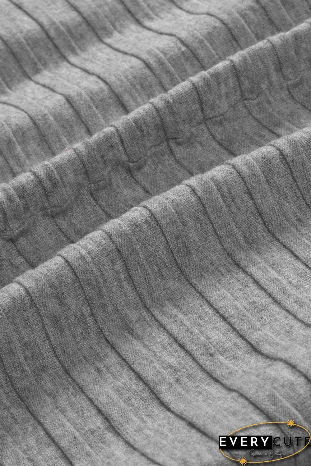 Grey Ribbed Open Front Knit Cardigan