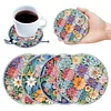 (US Only)4pcs Set DIY Flower Full Drill Diamond Coaster Can Be Washed With Water