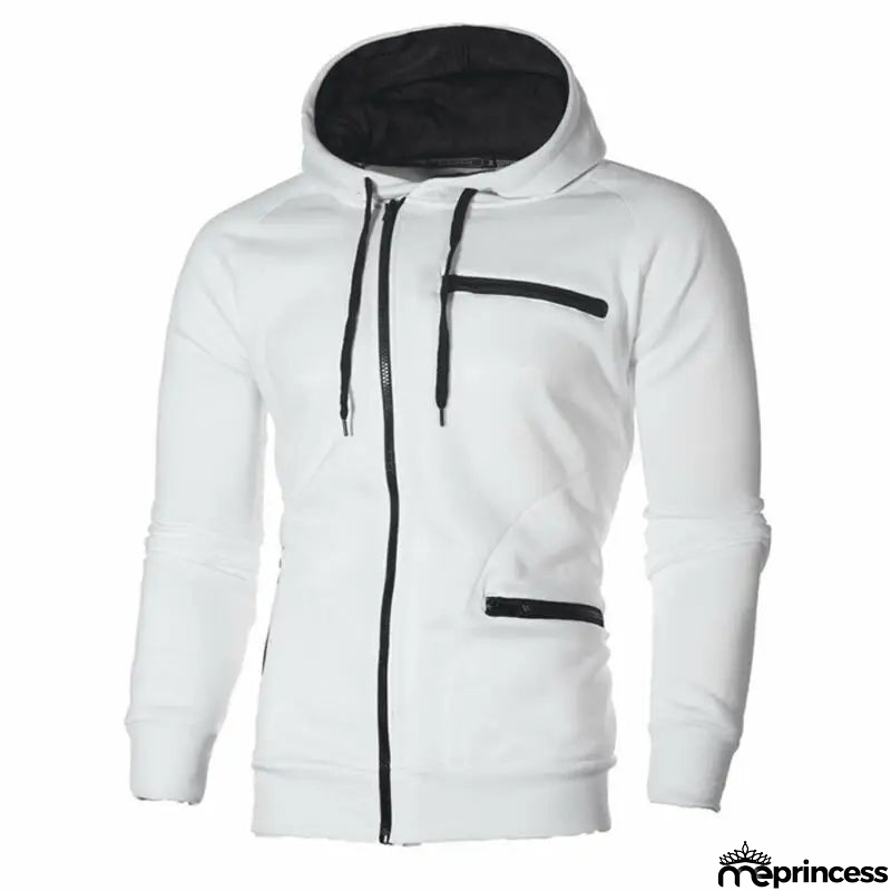 Men's Polyester Long Sleeves Zipper Closure Solid Pattern Jacket