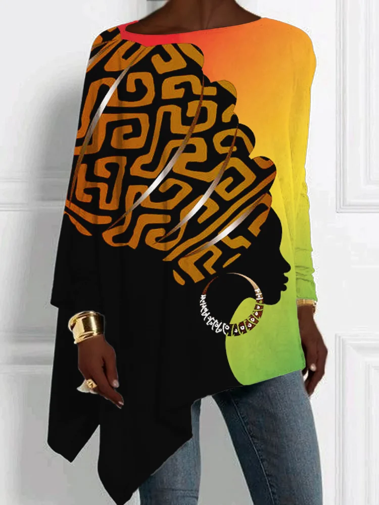 Beautiful Black Women Graphic Rasta Gradient T Shirt