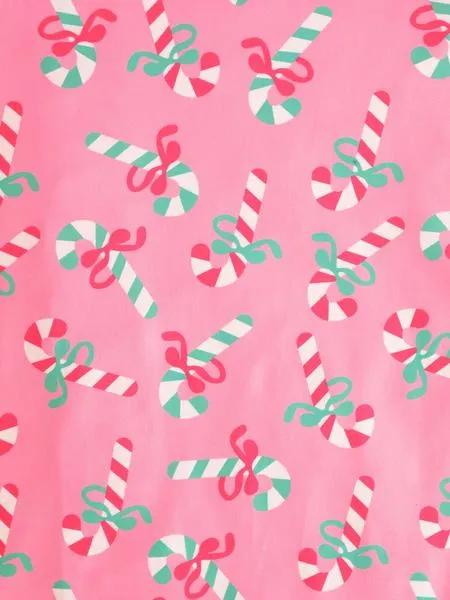 2 pieces of ladies' Christmas cane candy printed short sleeved shorts sleepwear set with buttons, collars, bows, suitable for comfortable and casual home wear in all seasons
