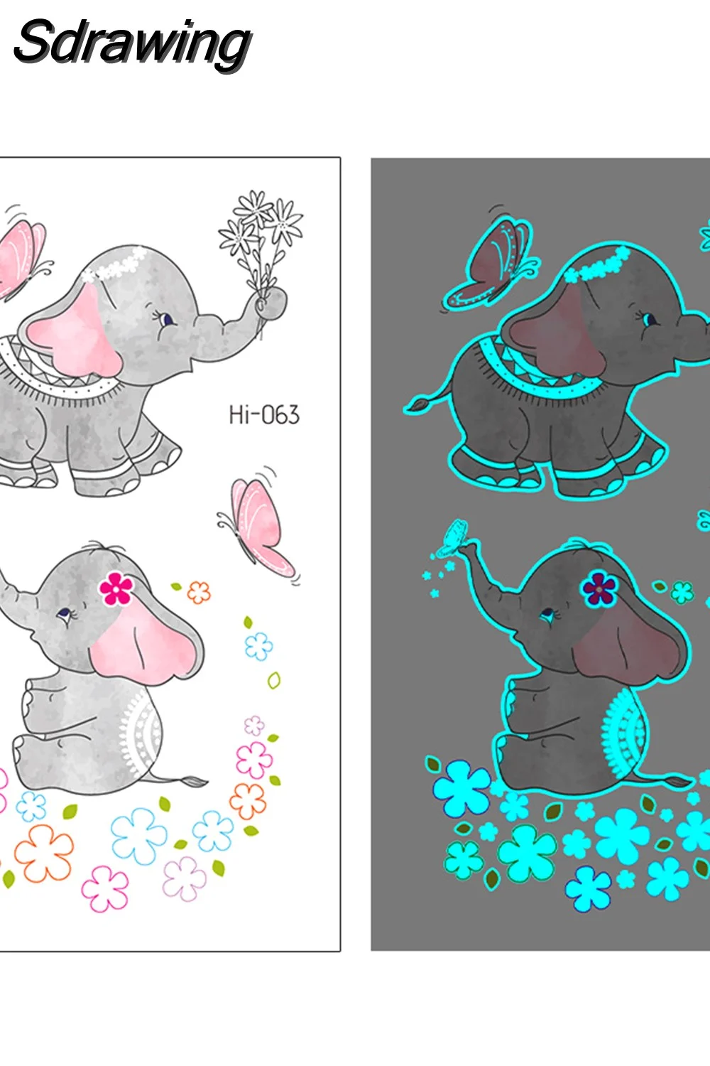 Sdrawing Temporary Tattoo Stickers Lovely Cat Star Rabbit panda Animal Festival Party Glowing Cool Face Tatoo for kid Women