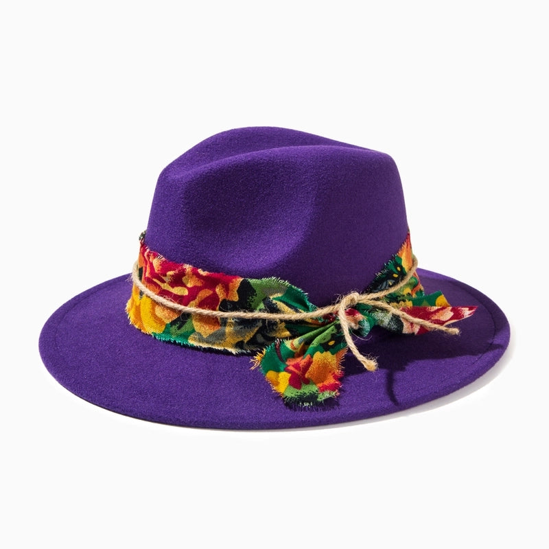 Unisex Casual Elegant Solid Color Flat Eaves Fedora Hat