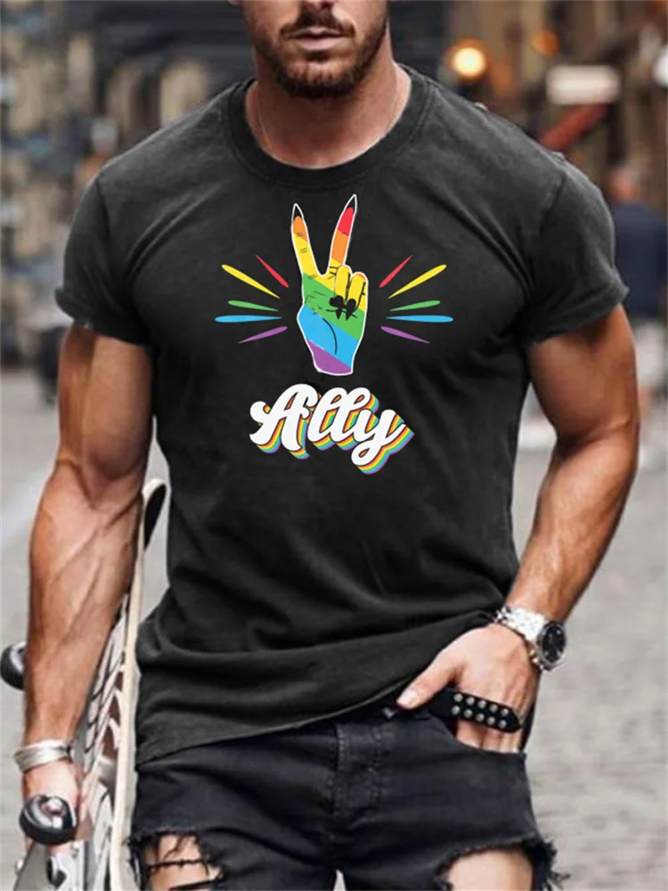 LGBT Friends Ally Gay Pride Biting Lip Rainbow T Shirt