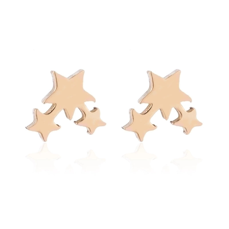 Minimalist Triangle Moon Coconut Tree Stainless Steel Asymmetrical Plating Ear Studs 1 Pair