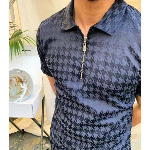 POLO shirt knitted plaid short sleeves