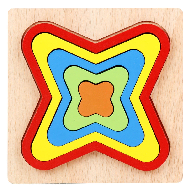 Kindergarten Children’s Enlightenment Early Education Cognition Cartoon Animal Cognition Hand-held Board Wooden Three-dimensional Puzzle Wooden Toys