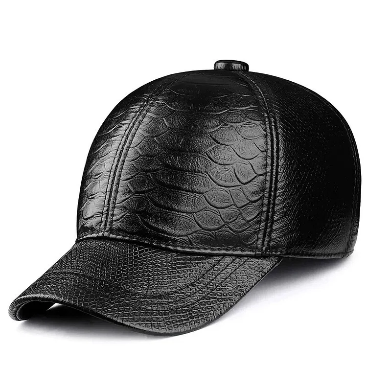 Hats For Men Women Spring Autumn Genuine Leather Snake Pattern Baseball Cap Unisex Adjustable Off White Peaked Casquette