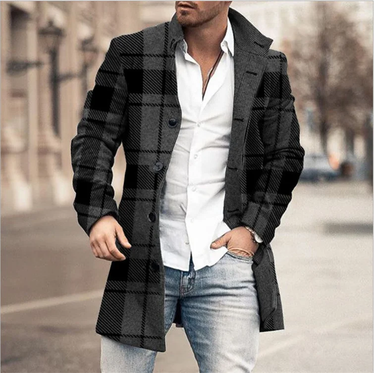 Men's Fashion Casual Check Print Jacket
