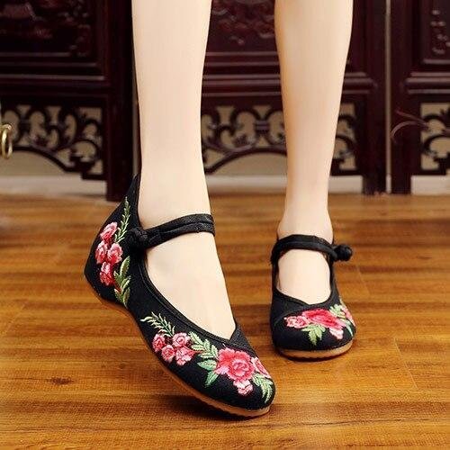 Handmade Women's Vintage Embroidered Canvas Ballet Flats 