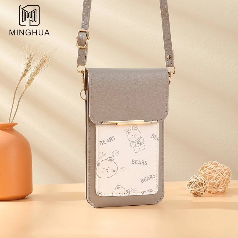 Women’s PVC Solid Color Elegant Streetwear Square Buckle Phone Wallets