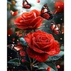 Butterfly Rose - 11CT Stamped Cross Stitch - 40*50cm - Flower