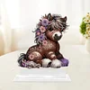 (US Only)2D Flat Print Flower Pony DIY Diamond Painting Desktop Decorations for Adults