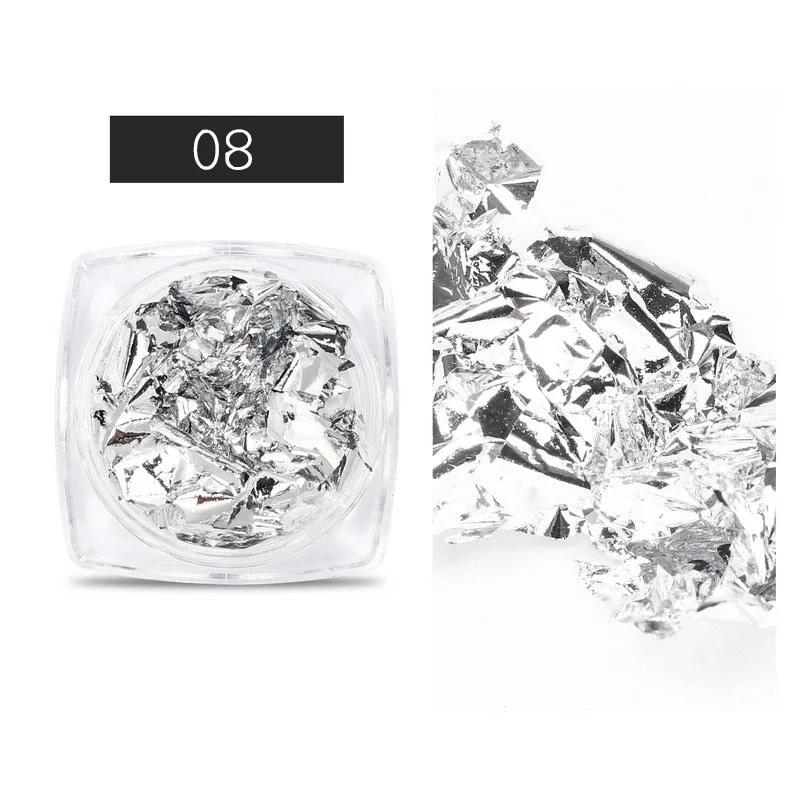 1Box Gold Silver Green Nail Art Foil Paper Colorful Irregular Aluminum Nail Sticker Glitter Gel Polish Decoration