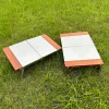 Outdoor portable stainless steel folding table anti-fingerprint pattern picnic camping beech BC style single solo table