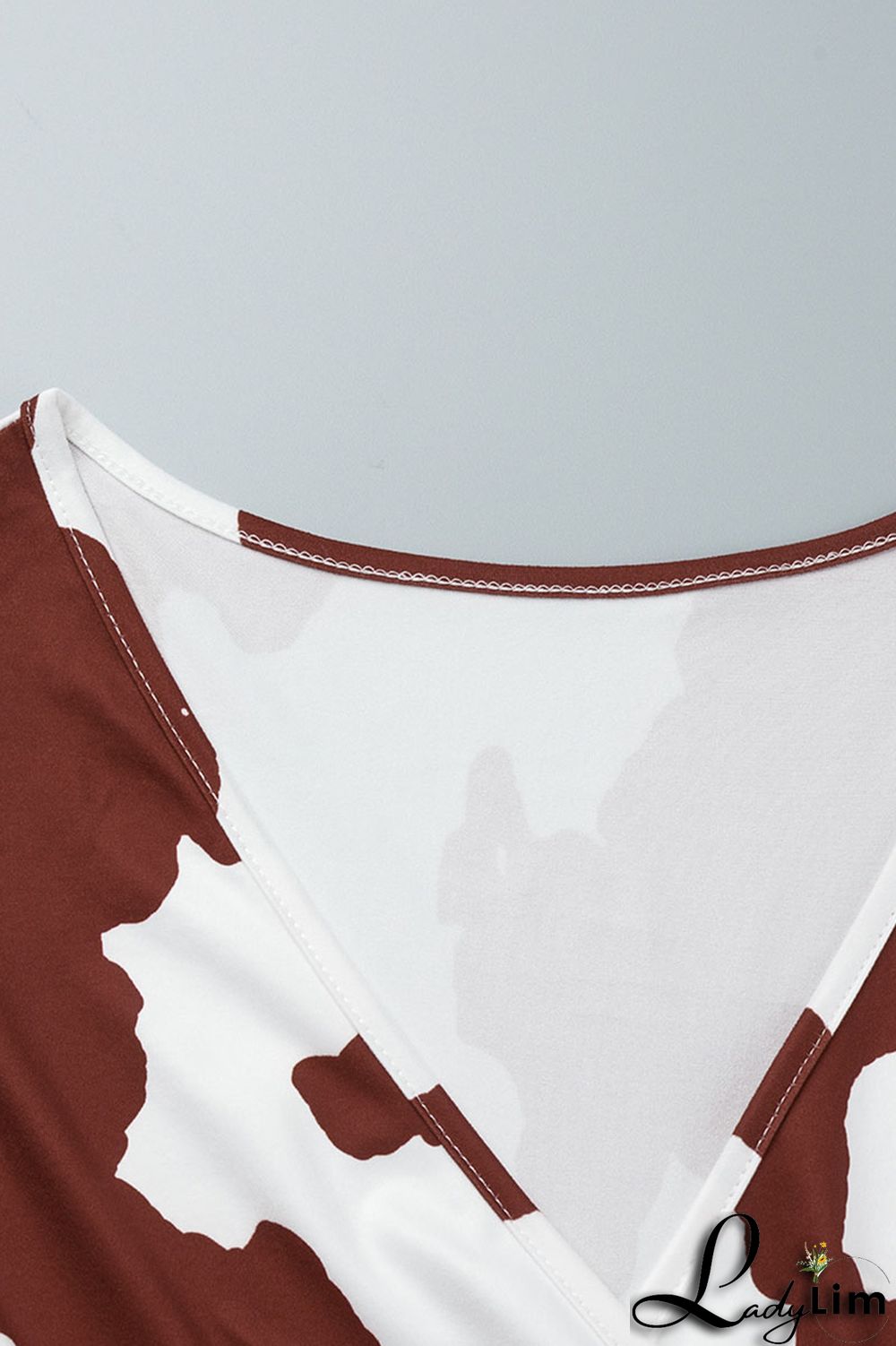 Burgundy Casual Print Bandage Patchwork V Neck Straight Plus Size Dresses