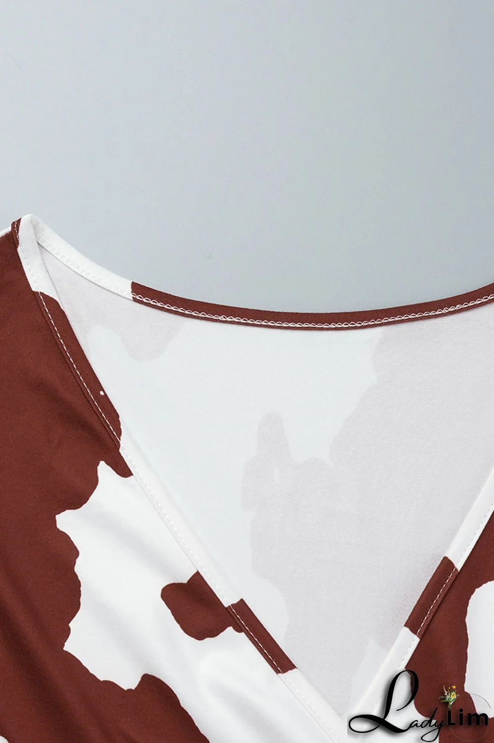 Burgundy Casual Print Bandage Patchwork V Neck Straight Plus Size Dresses