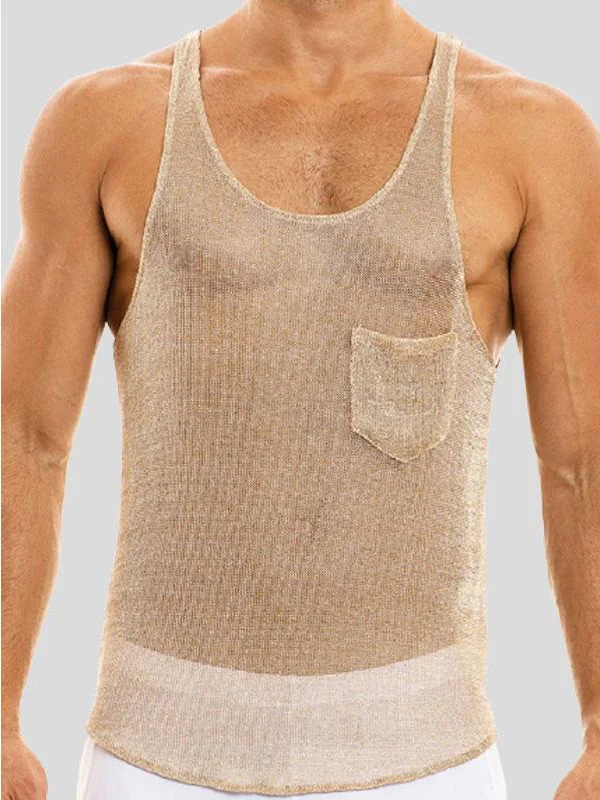 Aonga - Mens Sleeveless See Through Mesh VestG