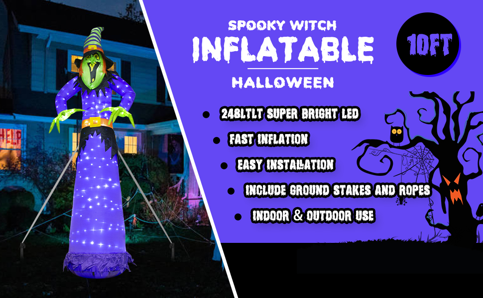 EAMBRITE 10FT Halloween Inflatable Witch